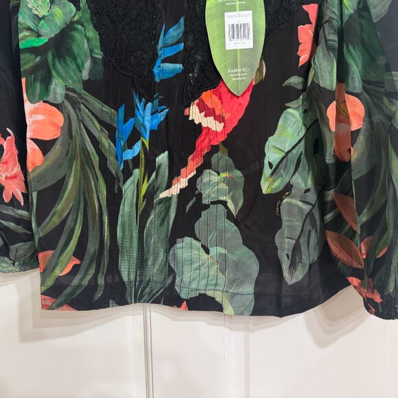 NWT $198 Midnight Macaw Fiesta Black Blouse MIDNIGHT MACAW FIESTA BLACK Size: S - Picture 5 of 7